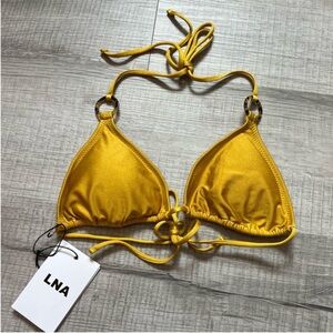 NEW LNA Triangle Etna Ring Swim Top in Gold Havana Size Small